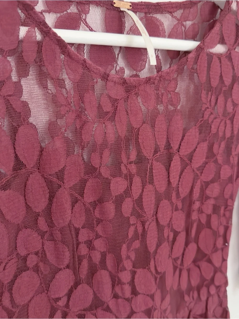 Free People Fit-and-Flare Ballet Floral Lace Dress in Burgundy